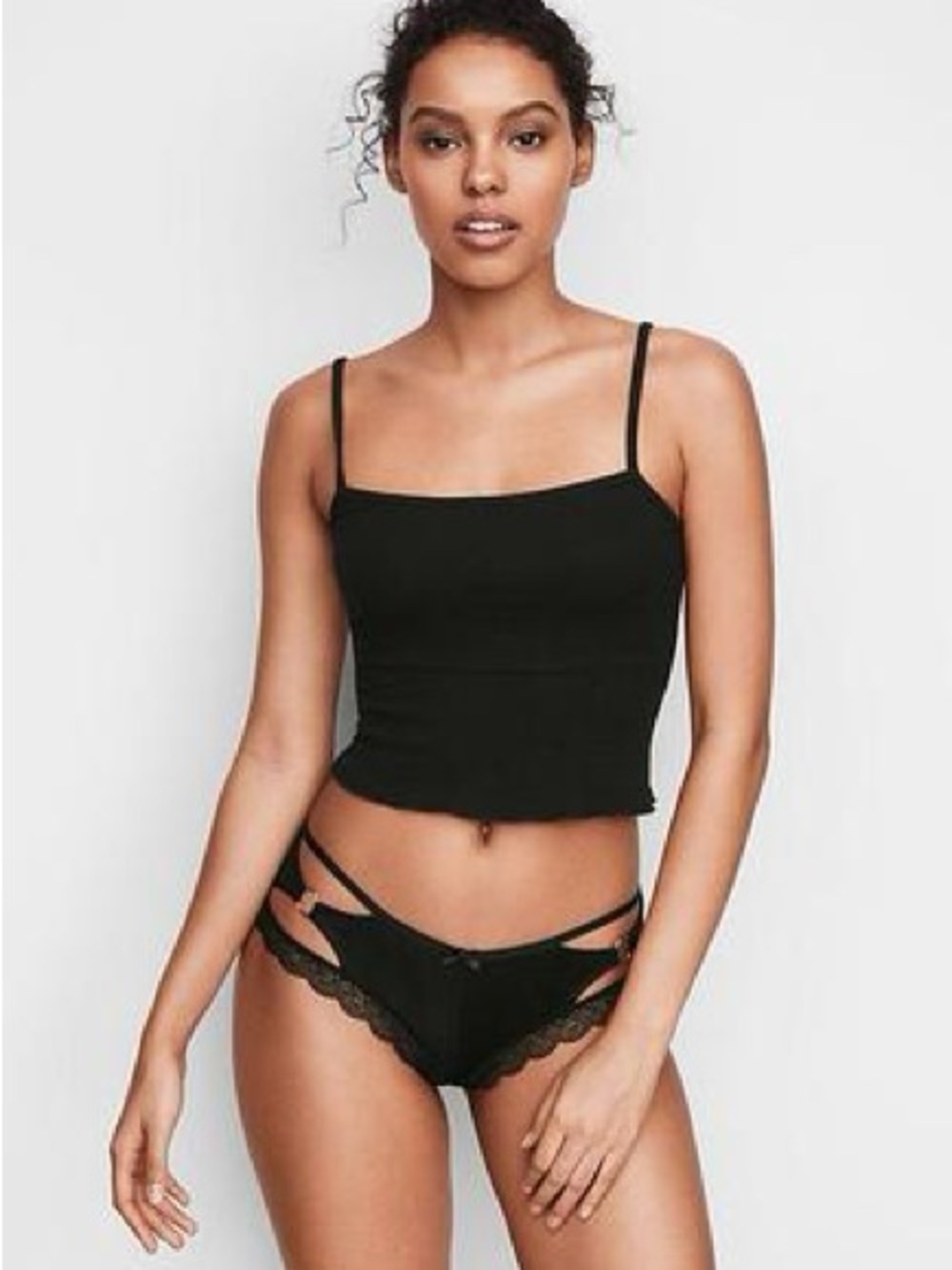 NWT Victoria’s Secret Very Sexy Side Ring Cheeky Hipster Panty Black Lace Size L